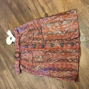 Urban Outfitters Red Glossed Fitted A Line Snake Print Skirt A2